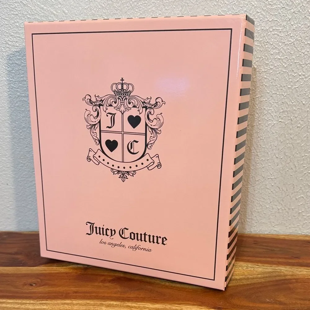 Juicy Couture Beanie Scarf Set Cream Ivory Winter Knit Pom Pom Gift Box Y2K